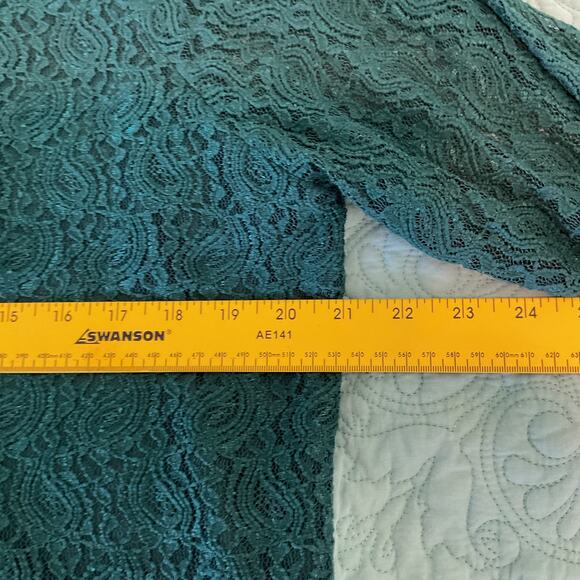 Indigo Soul Paisley Three Quarter Sleeve Asymmetrical Lace Tunic Teal XLarge NWT - Picture 9 of 10
